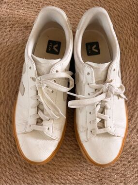 Veja White Leather Sneakers with Gum-Style Sole